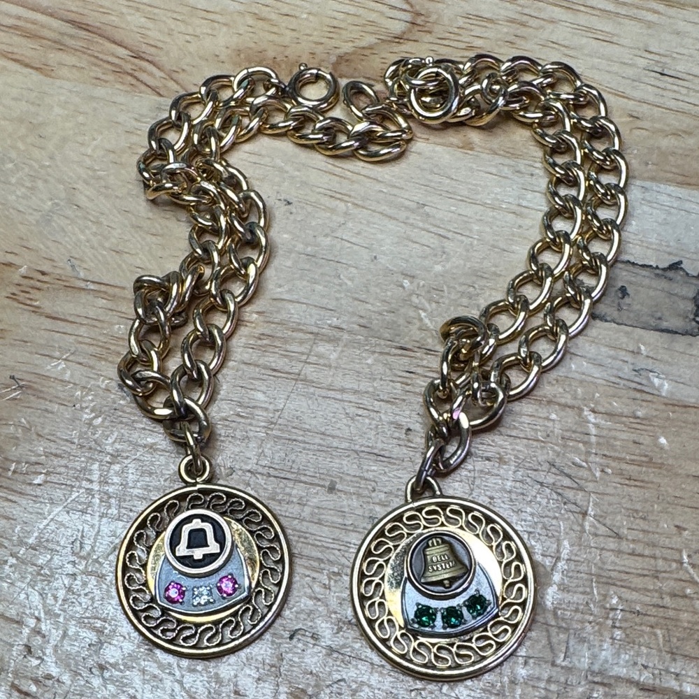 Vintage Goldfill ATT Charm Bracelet with Diamond and colored stones